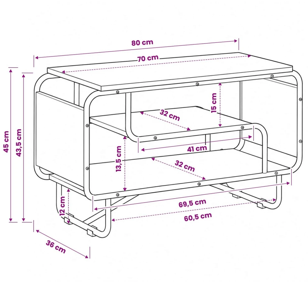 TV staliukas Televizoriaus stovas 80 x 36 x 45 cm Juodojo ąžuolo