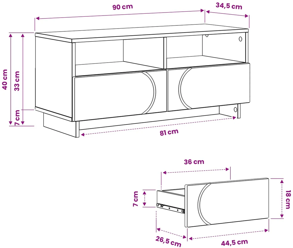 TV staliukas Televizoriaus stovas 90 x 34.5 x 40 cm Betono pilka