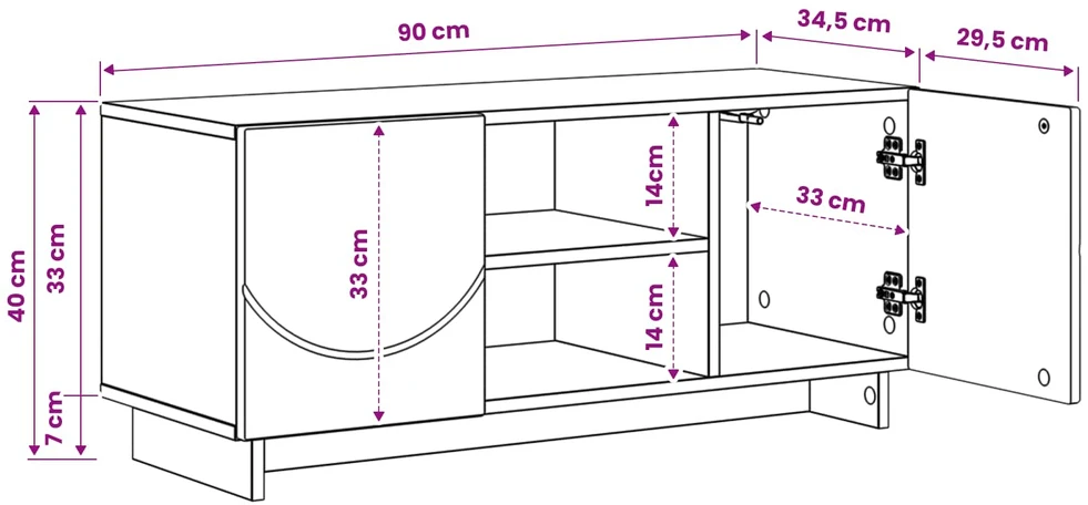 TV staliukas Televizoriaus stovas 90 x 34.5 x 40 cm Artisano ąžuolo