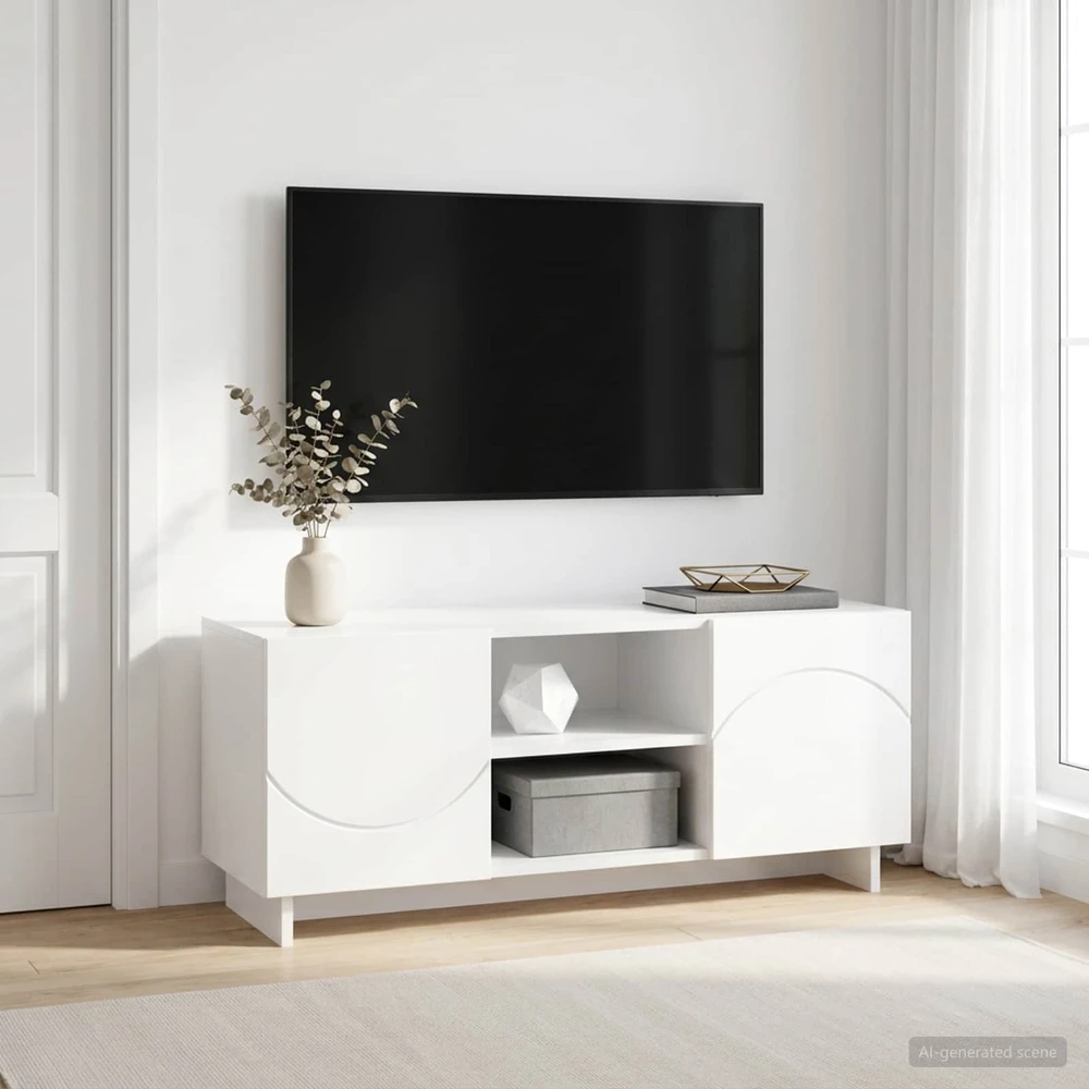 TV staliukas Televizoriaus stovas 90 x 34.5 x 40 cm Balta Apdirbta mediena