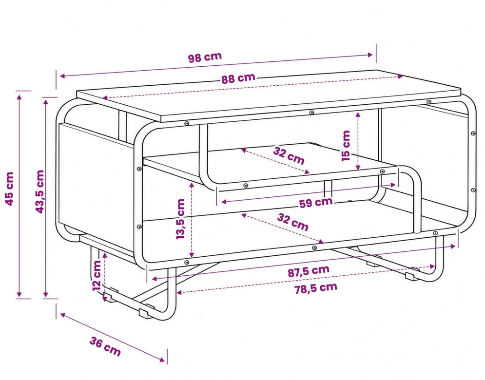 TV staliukas Televizoriaus stovas 98 x 36 x 45 cm Juodojo ąžuolo