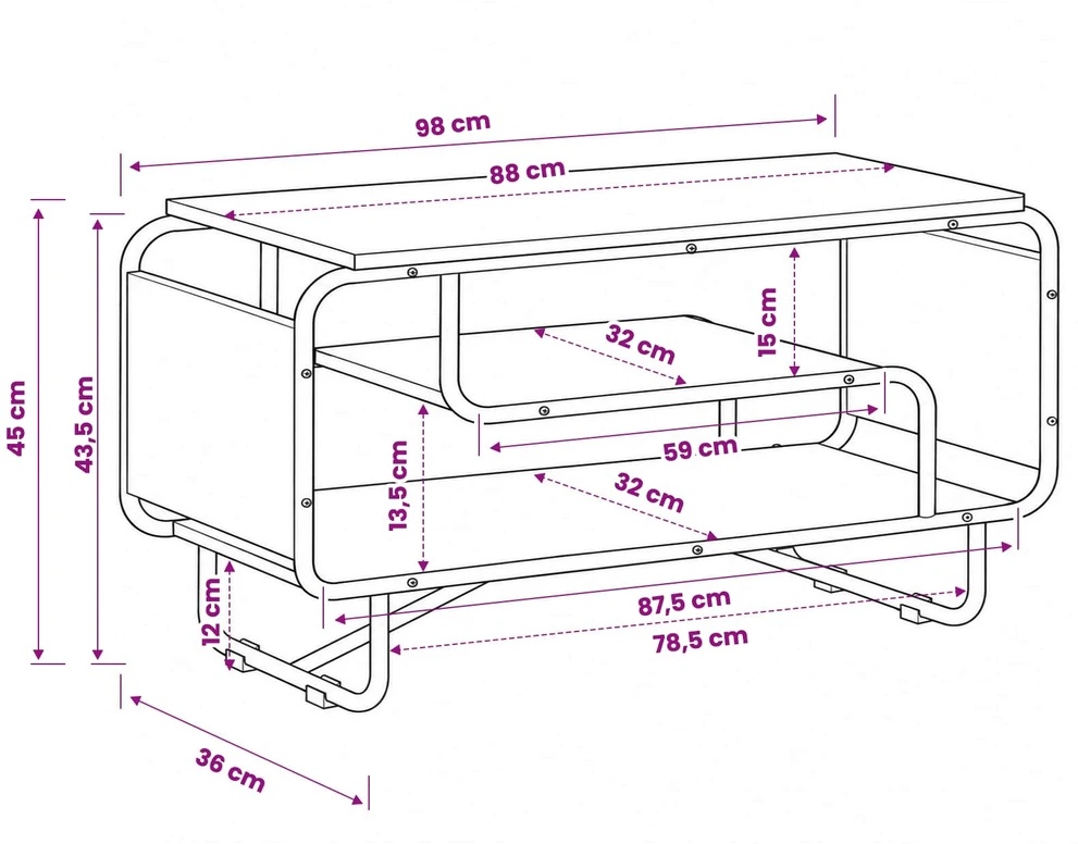 TV staliukas Televizoriaus stovas 98 x 36 x 45 cm Pilka Sonoma