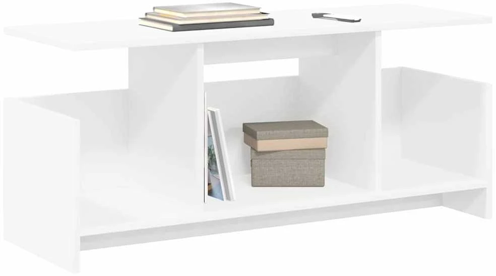 TV staliukas Televizoriaus stovas 102 x 35 x 45 cm Balta Apdirbta mediena