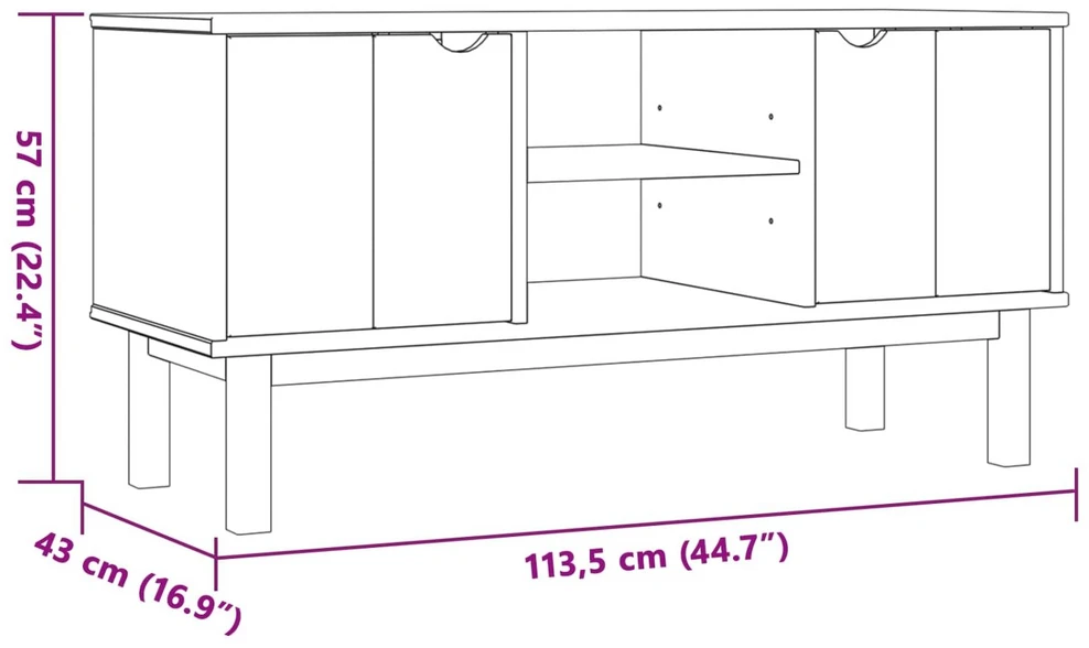 TV staliukas Televizoriaus stovas OTTA 113,5 x 43 x 57 cm Juoda