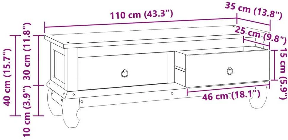 TV staliukas Televizoriaus stovas su stalčių Natūrali 110 x 35 x 40 cm