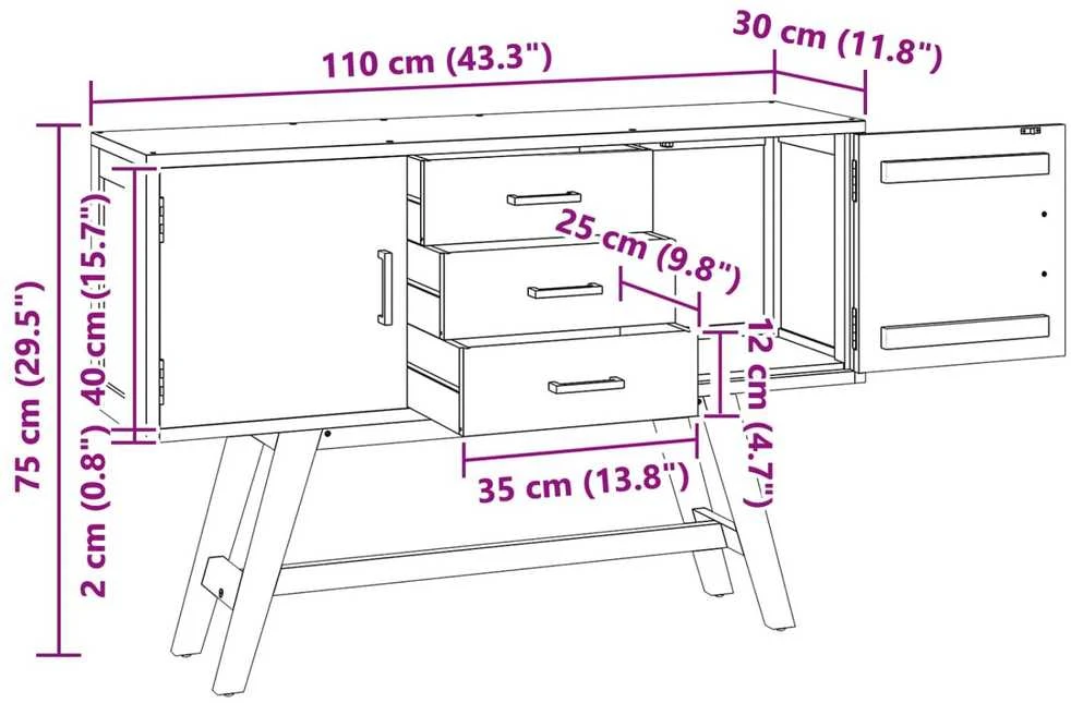 TV staliukas Televizoriaus stovas 110 x 30 x 75 cm Natūrali