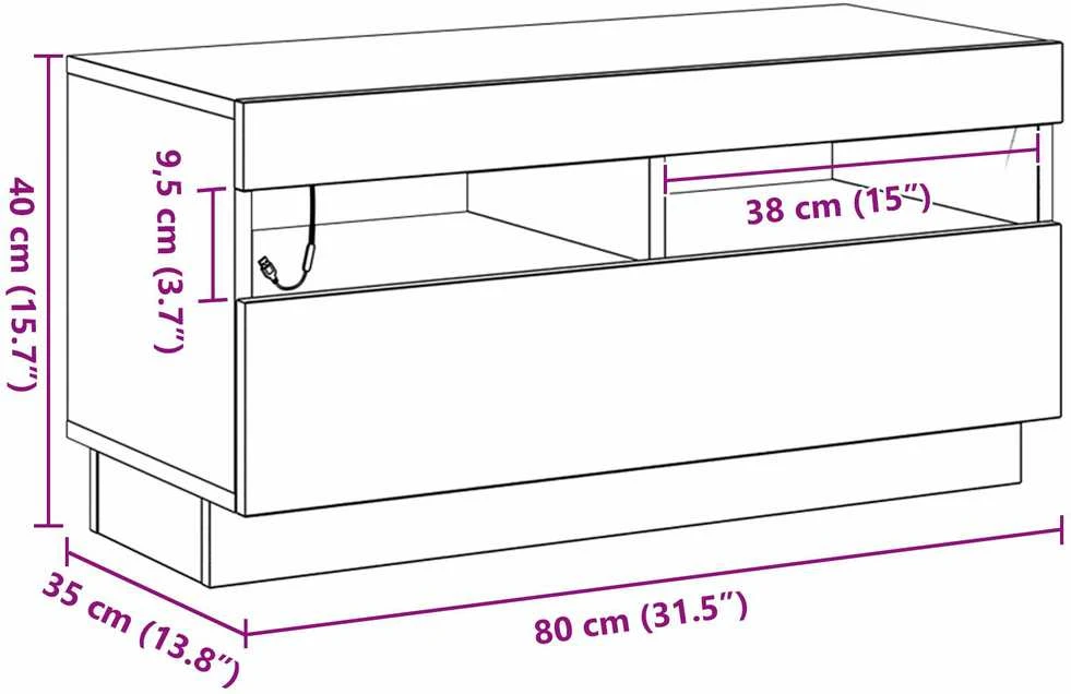 TV staliukas Televizoriaus spintelė 80 x 35 x 40 cm Juodas ąžuolas