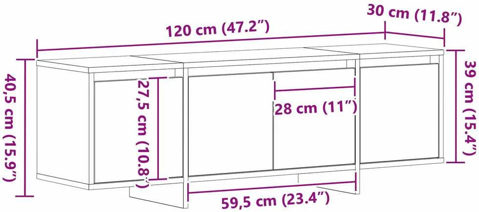 TV staliukas Televizoriaus spintelė 120 x 30 x 40,5 cm Juodas ąžuolas