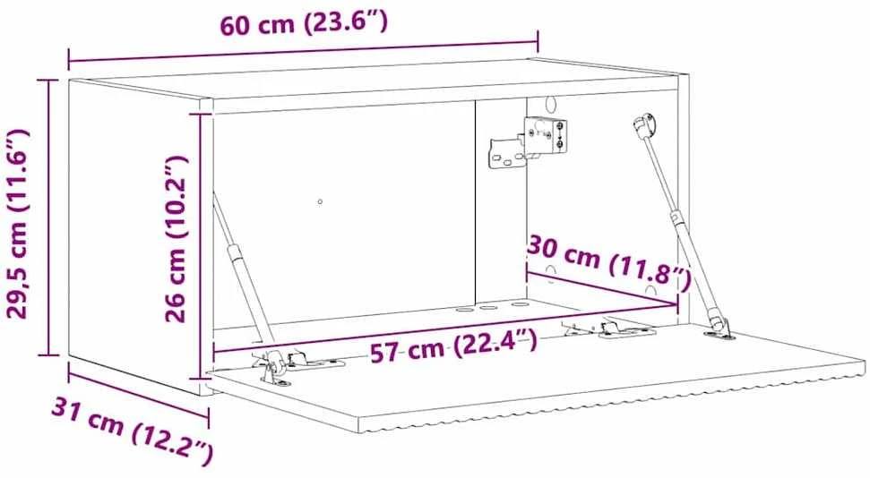 TV staliukas TV sieninė spintelė 60 x 31 x 29,5 cm Blizgus baltas