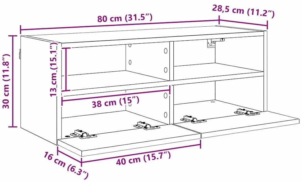 TV staliukas TV sieninė spintelė 80 x 30 x 30 cm Juodas ąžuolas