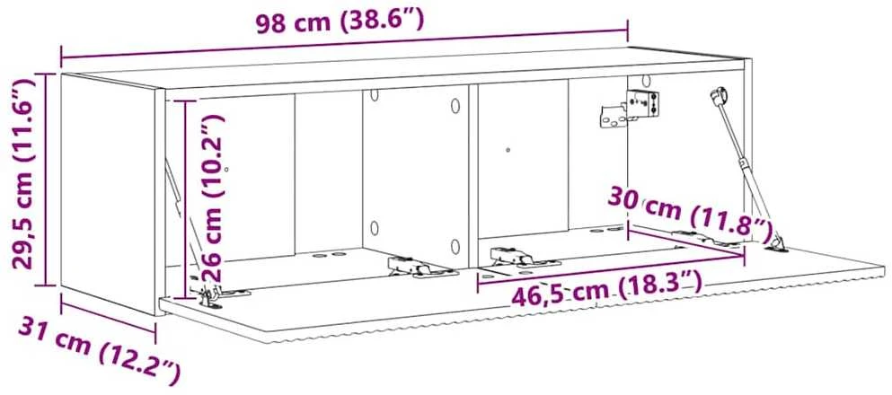 TV staliukas TV sieninė spintelė 98 x 31 x 29,5 cm Pilkas Sonoma