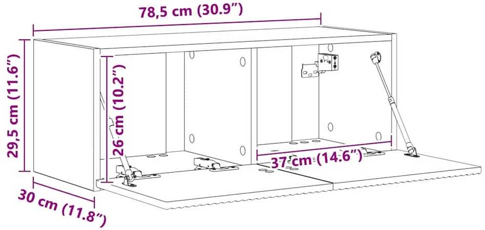 TV staliukas TV sieninė spintelė 78,5 x 31 x 29,5 cm Pilkas Sonoma