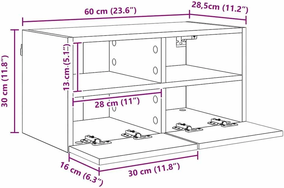 TV staliukas TV sieninė spintelė 60 x 30 x 30 cm Senovinis medis