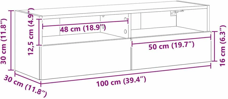 TV staliukas TV sieninė spintelė 100 x 30 x 30 cm Sena mediena