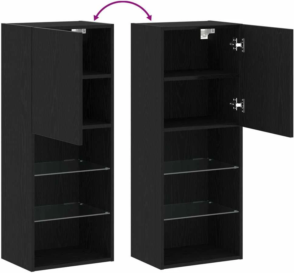 TV staliukas TV spintelių komplektas 40,5 x 30 x 102 cm Juodas ąžuolas