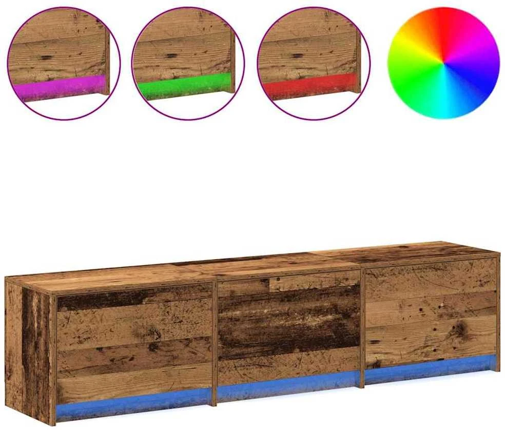 TV staliukas TV spintelė su LED su stalčių Senas medis 165 x 34 x 40 cm