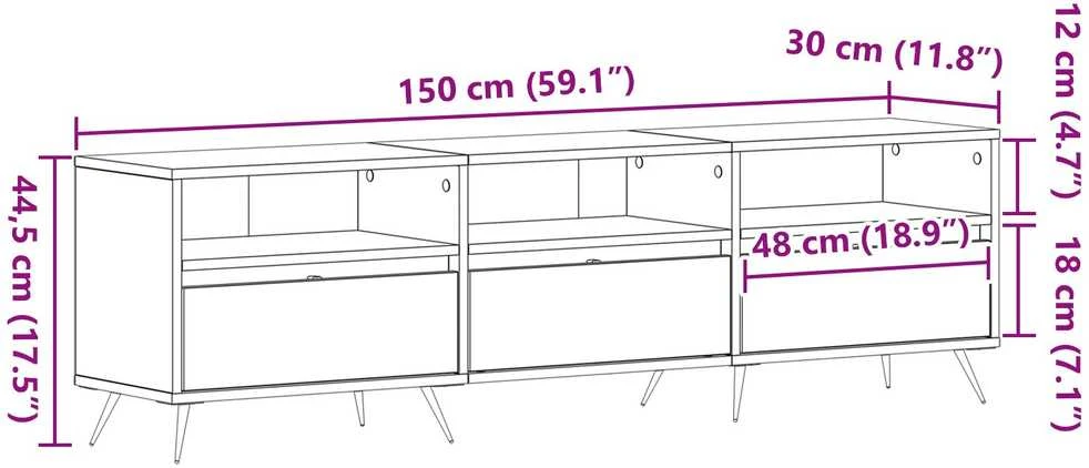 TV staliukas Televizoriaus spintelė 150 x 30 x 44,5 cm artisano ąžuolo
