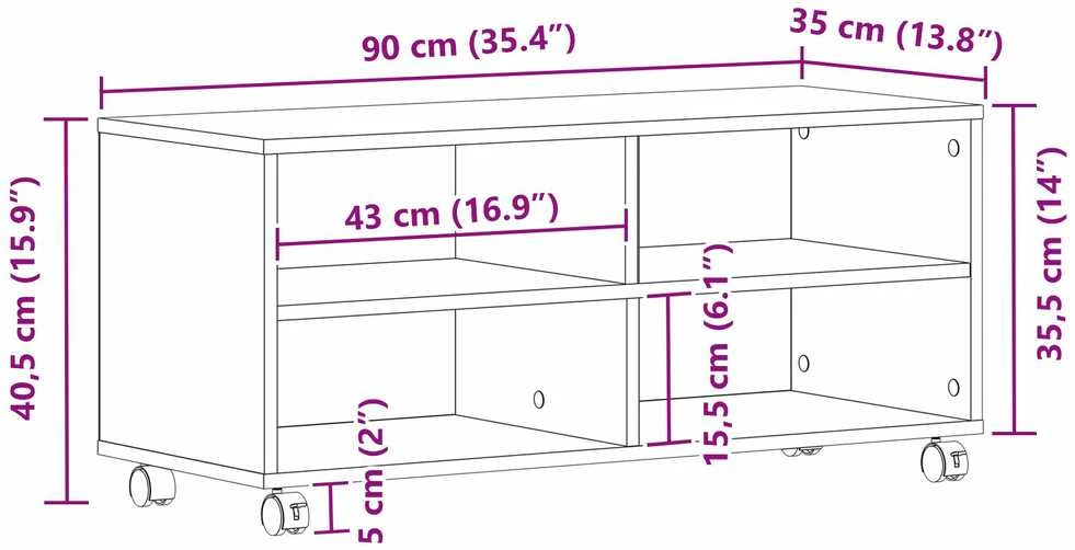 TV staliukas Televizoriaus spintelė 90 x 35 x 40.5 cm Ruda Apdirbta mediena