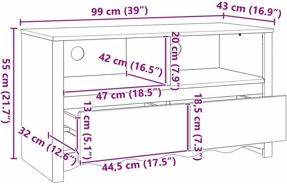TV staliukas Televizoriaus spintelė Drammen Ąžuolo 99 x 43 x 55 cm