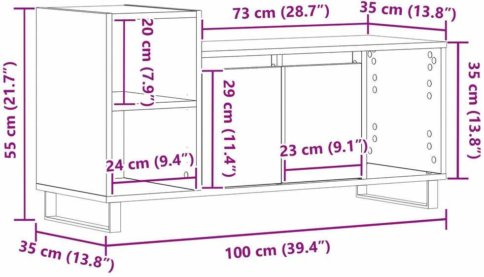 TV staliukas TV spintelių komplektas 100 x 35 x 55 cm Juodas ąžuolas