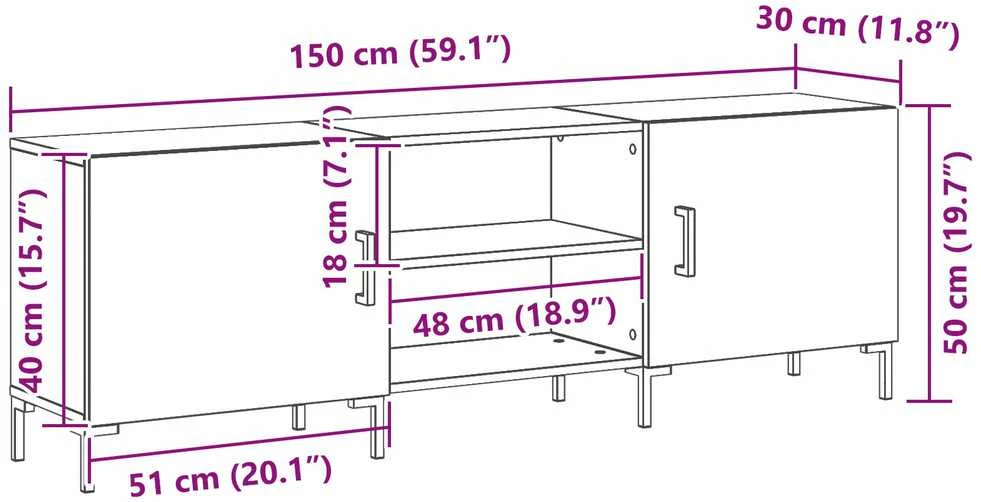 TV staliukas TV spintelių komplektas 150 x 30 x 50 cm Juodas ąžuolas