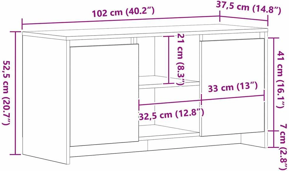 TV staliukas Televizoriaus spintelė 102 x 37,5 x 52,5 cm Juodas ąžuolas