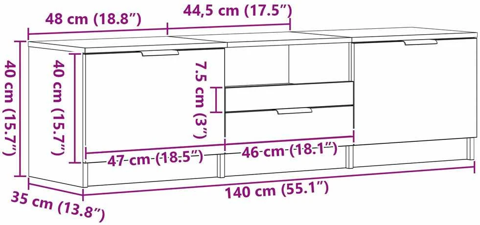 TV staliukas Televizoriaus spintelė 140 x 35 x 40 cm Apdirbta mediena