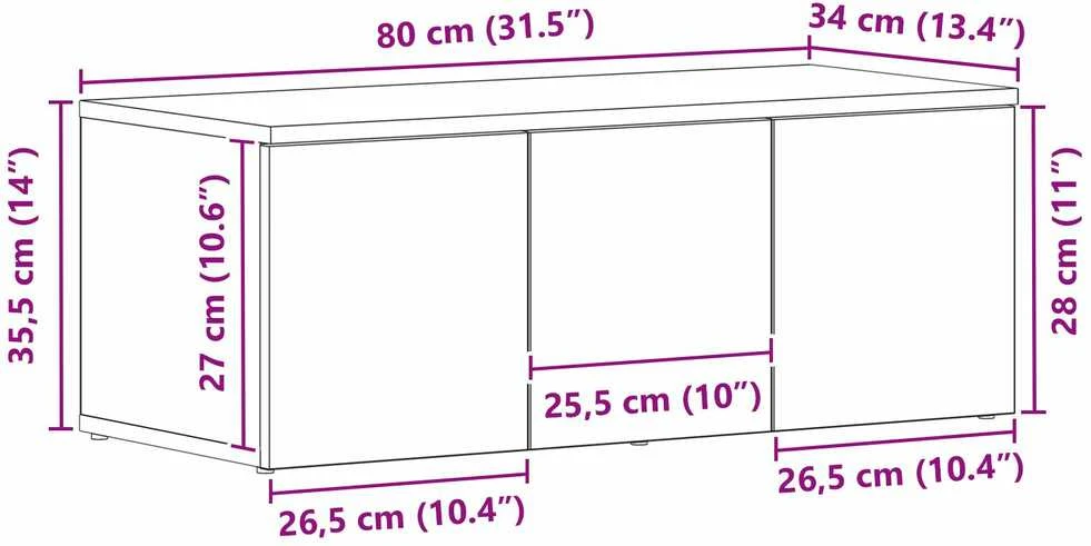 TV staliukas Televizoriaus spintelė 80x34x30 cm Juodas ąžuolas