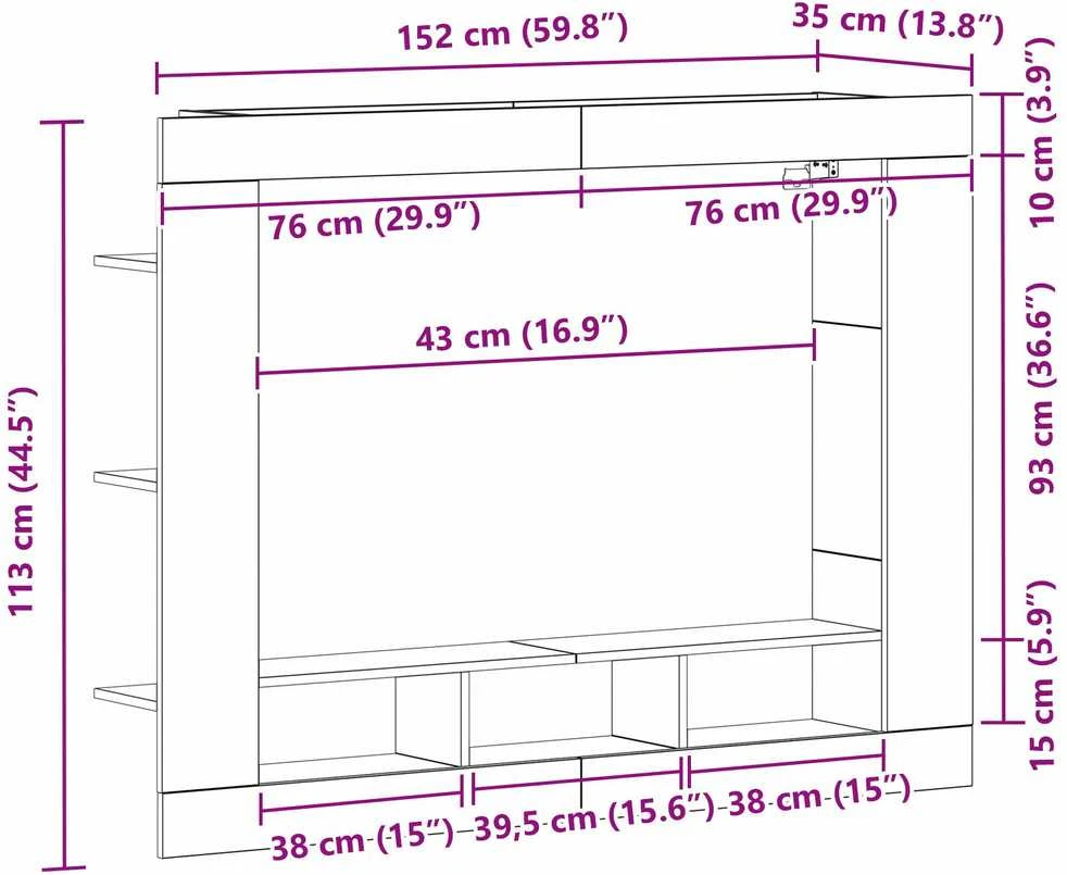 TV staliukas Televizoriaus spintelė 152 x 22 x 113 cm artisano ąžuolo