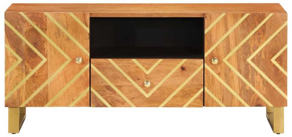 TV staliukas TV spintelė, ruda ir juoda, 105x33,5x46cm, mango masyvas