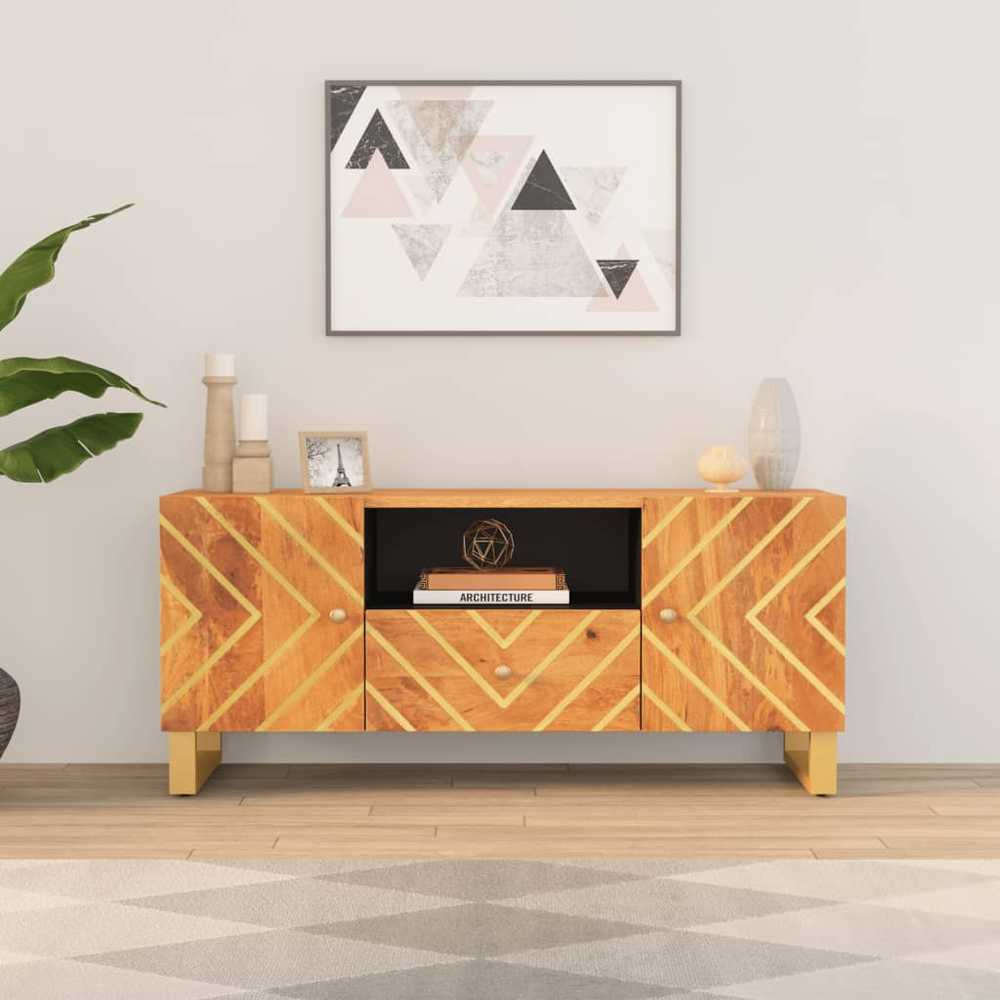 TV staliukas TV spintelė, ruda ir juoda, 105x33,5x46cm, mango masyvas