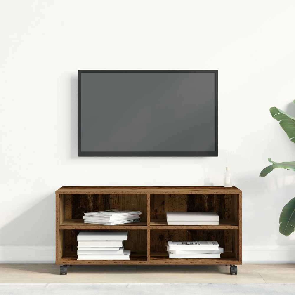 TV staliukas Televizoriaus spintelė 90 x 35 x 40.5 cm Ruda Apdirbta mediena