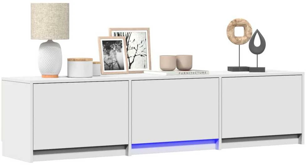 TV staliukas TV spintelė su LED 165 x 34 x 40 cm Baltas Dirbtinė mediena