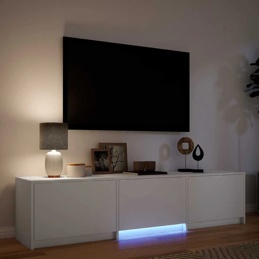TV staliukas TV spintelė su LED 165 x 34 x 40 cm Baltas Dirbtinė mediena