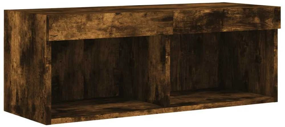 TV staliukas TV spintelė su LED lemputėmis, dūminio ąžuolo, 80x30x30cm