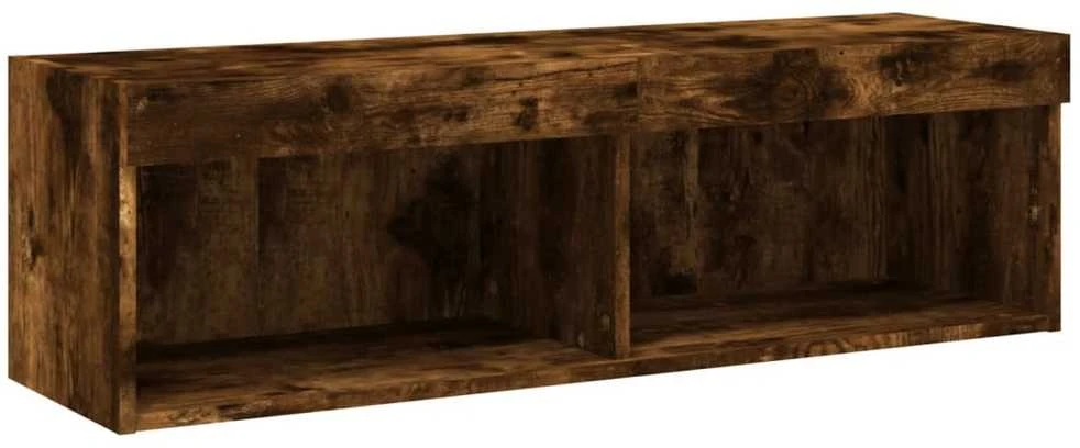 TV staliukas TV spintelė su LED lemputėmis, dūminio ąžuolo, 100x30x30cm