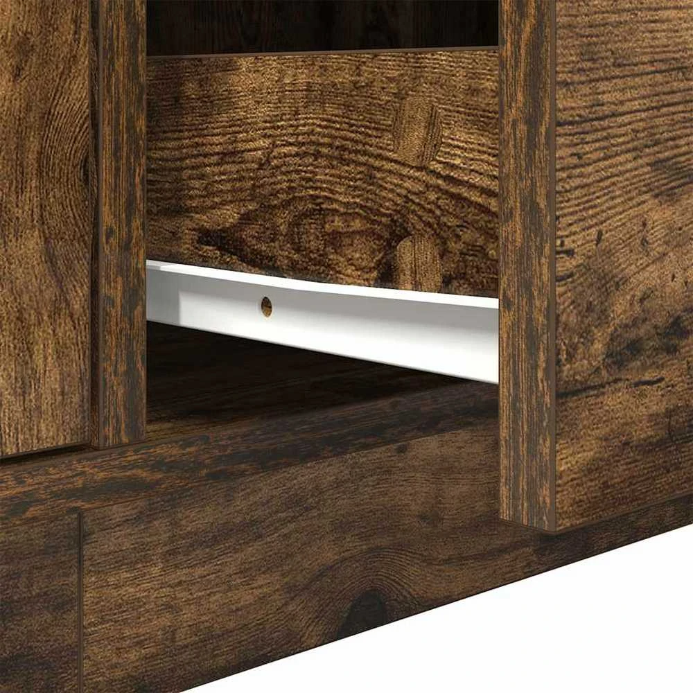 TV staliukas TV spintelė su LED lemputėmis, dūminio ąžuolo, 160,5x41x50 cm
