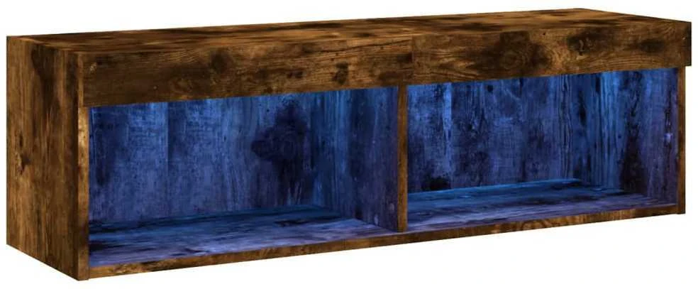 TV staliukas TV spintelė su LED lemputėmis, dūminio ąžuolo, 100x30x30cm