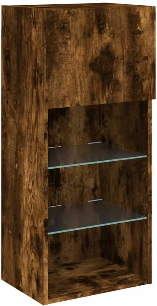 TV staliukas TV spintelė su LED lemputėmis, dūminio ąžuolo, 40,5x30x90cm
