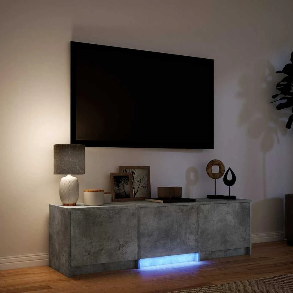 TV staliukas TV spintelė su LED 140x34x40 cm Betono Pilka Dirbtinė mediena