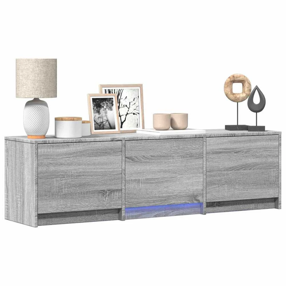 TV staliukas TV spintelė su LED 140x34x40 cm Pilka Sonoma Dirbtinė mediena