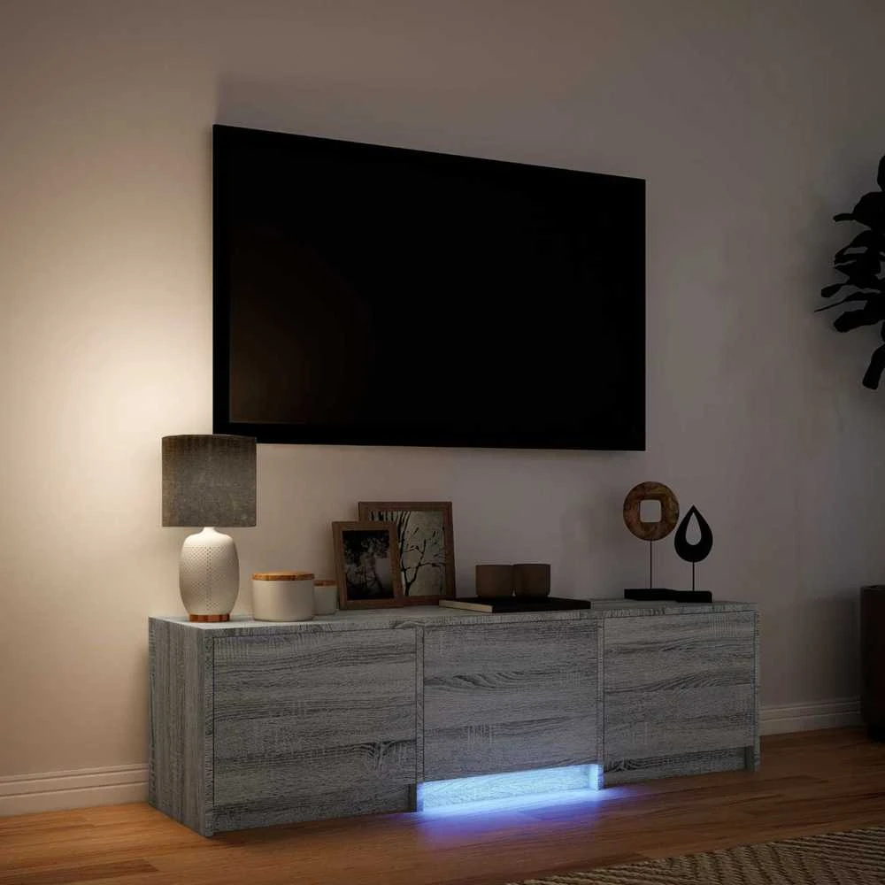 TV staliukas TV spintelė su LED 140x34x40 cm Pilka Sonoma Dirbtinė mediena