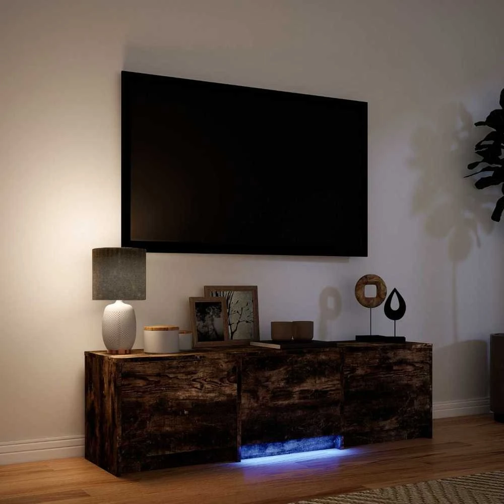 TV staliukas TV spintelė su LED 140 x 34 x 40 cm Rūkytas Ąžuolas