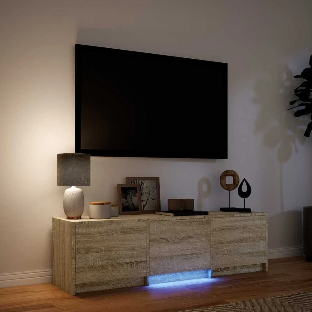 TV staliukas TV spintelė su LED 140 x 34 x 40 cm Sonoma ąžuolas