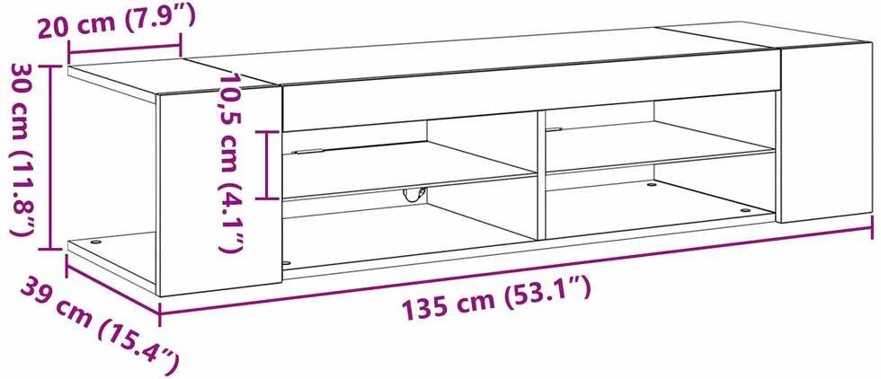 TV staliukas Televizoriaus spintelė 135 x 39 x 30 cm Juodas ąžuolas