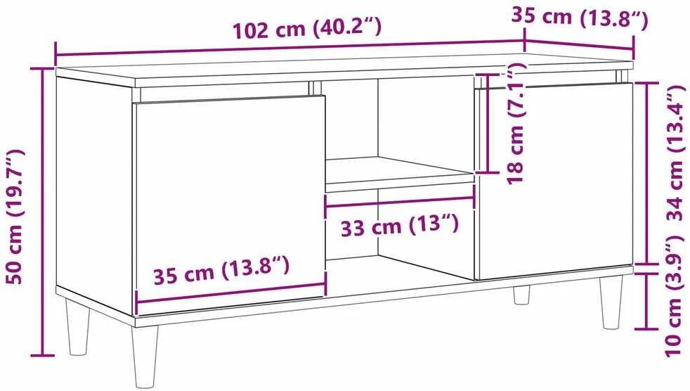 TV staliukas Televizoriaus spintelė 102 x 35 x 50 cm Juodas ąžuolas