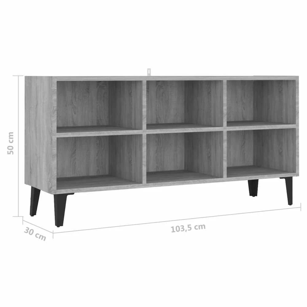 TV staliukas TV spintelė su metalinėmis kojelėmis, pilka, 103,5x30x50cm