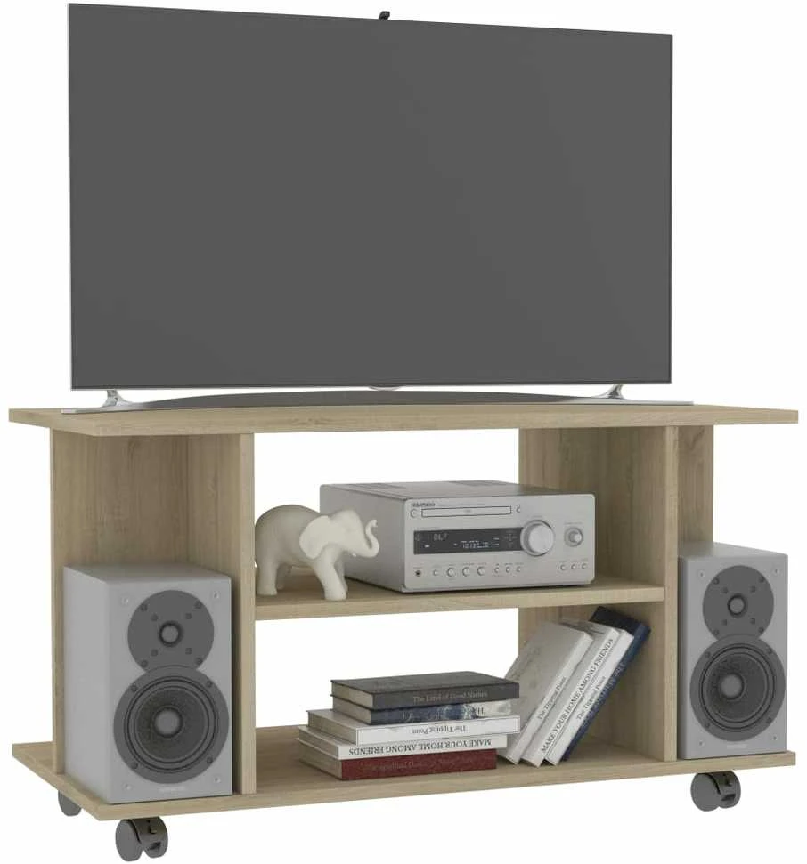 TV staliukas TV spintelė su ratukais, sonoma ąžuolo sp., 80x40x45cm, mediena