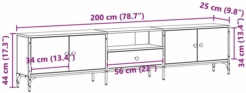 TV staliukas Televizoriaus spintelė 200 x 25 x 44 cm juoda ąžuolo