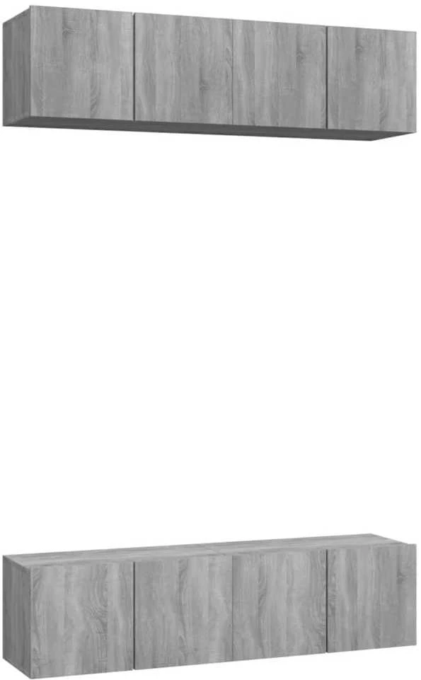 TV staliukas TV spintelės, 4vnt., pilkos ąžuolo, 60x30x30cm, mediena